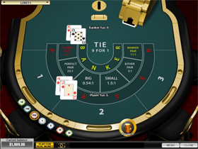 Screenshot of a Playtech Baccarat Table